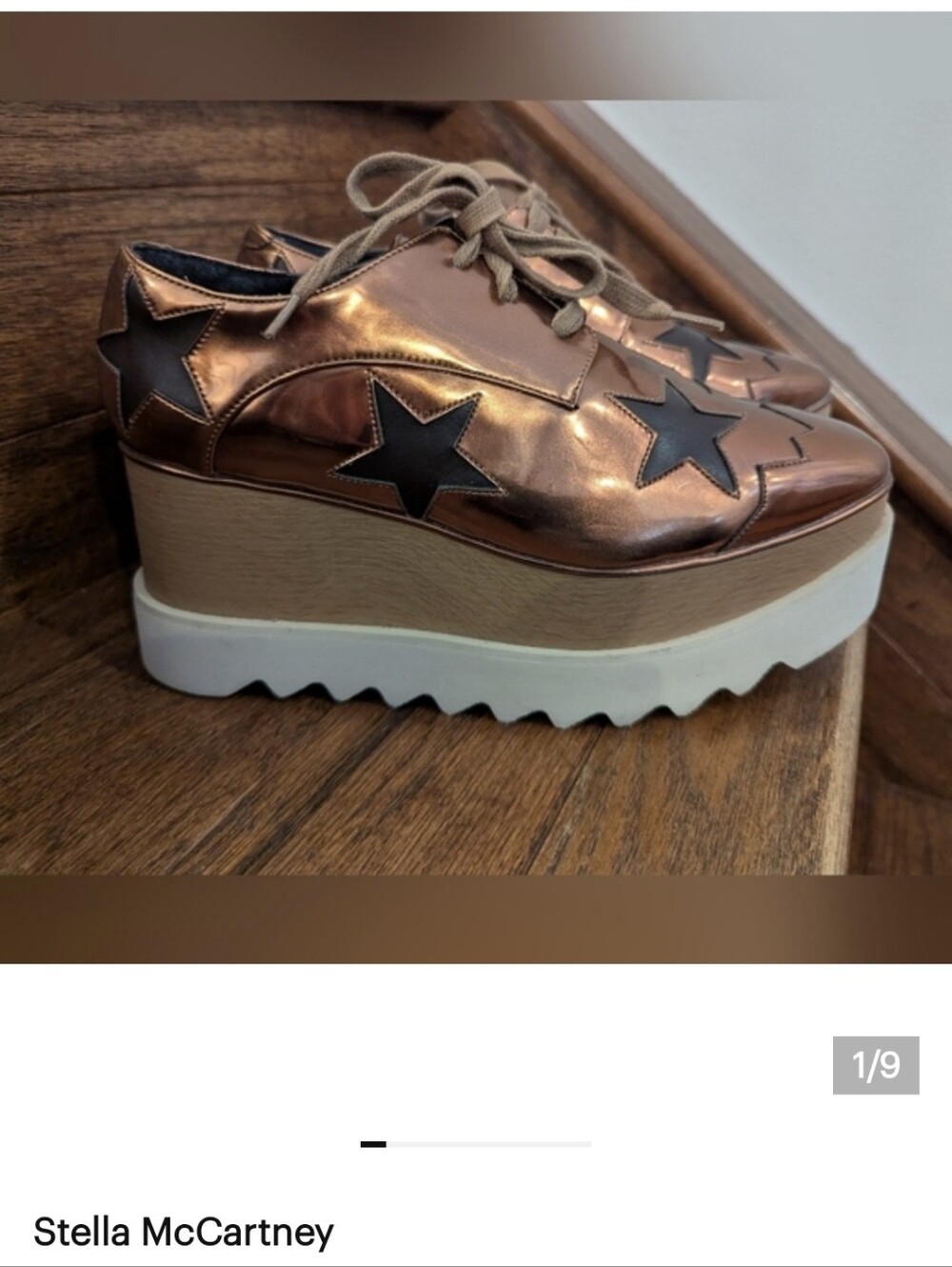 Stella McCartney Derby Shoe, Elyse Derby Platform Vegan Patent Leather SZ 36 Eu